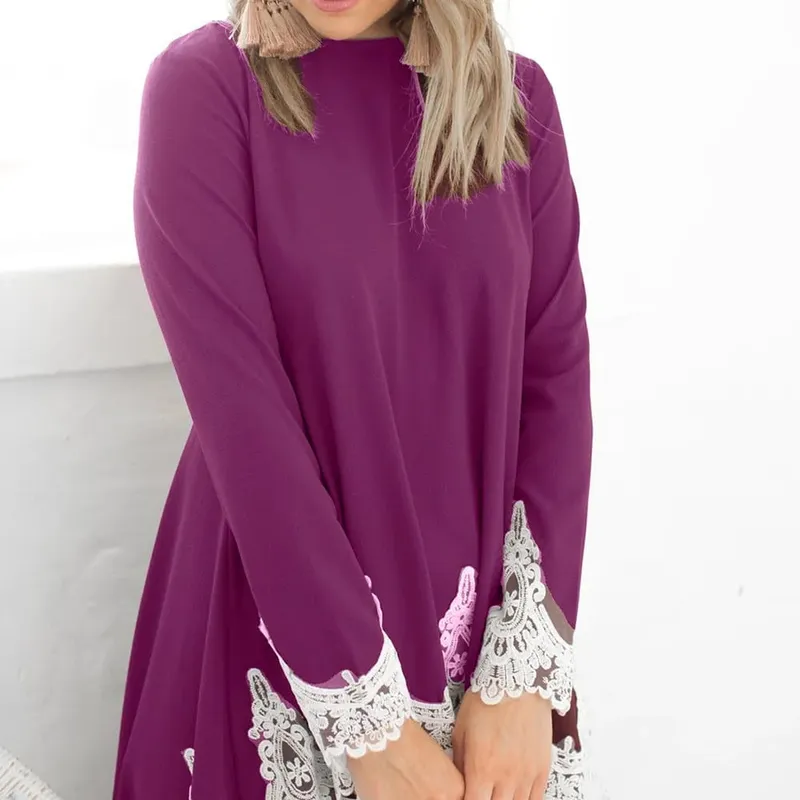 Spring Elegant Dresses For Women Long-sleeved O-neck Pullover Irregular Hem Solid Color Dresss Vestidos Robe Femme Soirée Verte — image 5