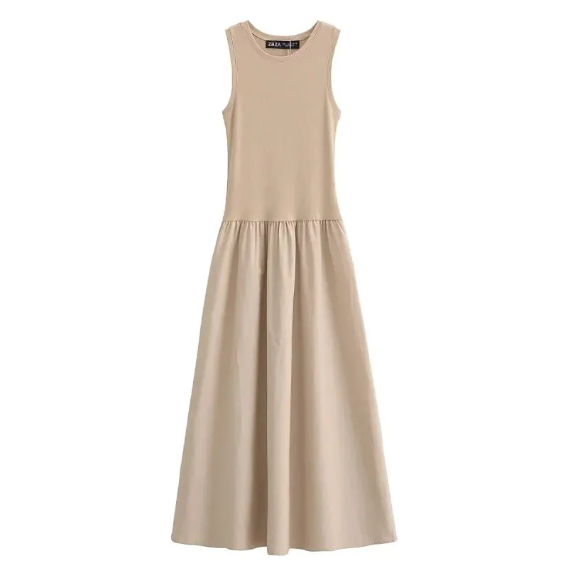 Women's Black Long Dresses 2025 Spring Sleeveless Elegant Dresses Fashion Casual Vintage Party Khaki Dresses Vestidos — image 4