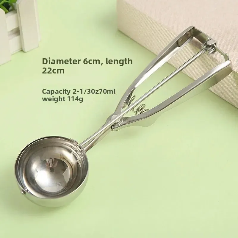 Ice Cream Spoon Kitchen Tools 3 Size Stainless Steel Spring Handle Mash Potato Watermelon Ball Scoop Home Kitchen Accessories — image 10