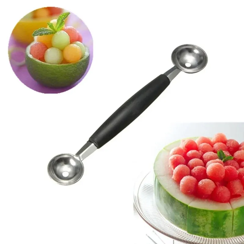 1PC Multi functional ice cream scoop Stainless steel double headed fruit ice cream scoop Watermelon Ball Digger Kitchen tools
