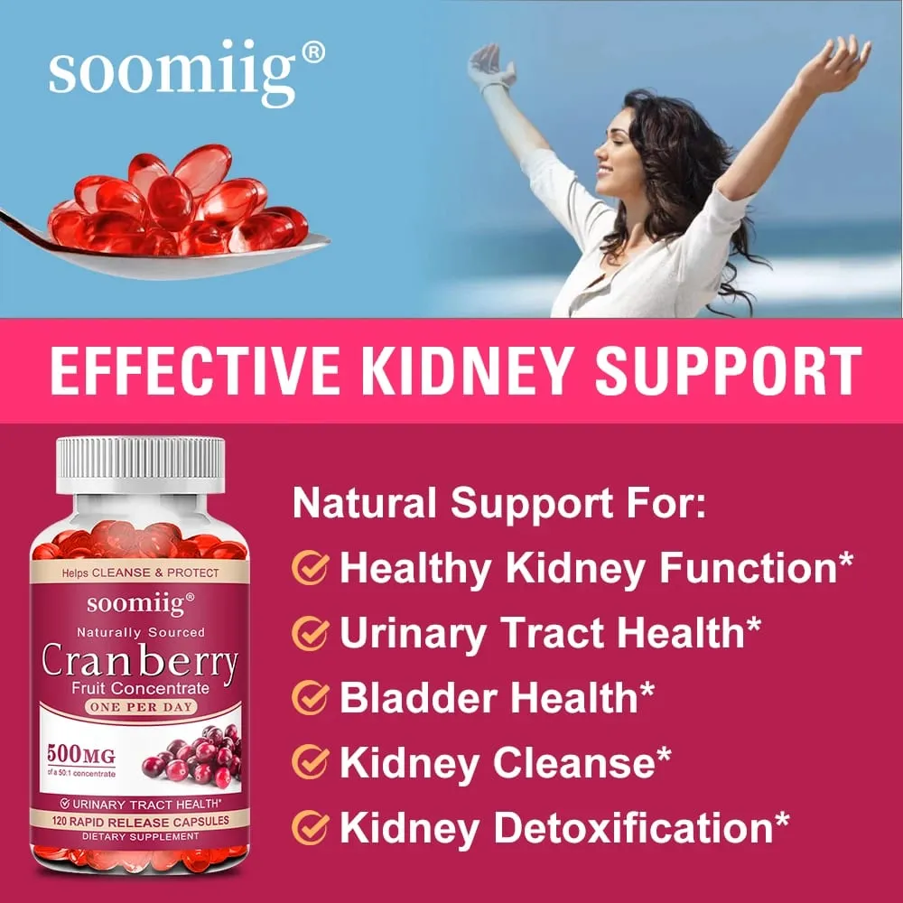 Organic Cranberry Capsules - Rich in Vitamin C Support Urinary Tract and Bladder Health Promote Cleansing Detoxification — image 5