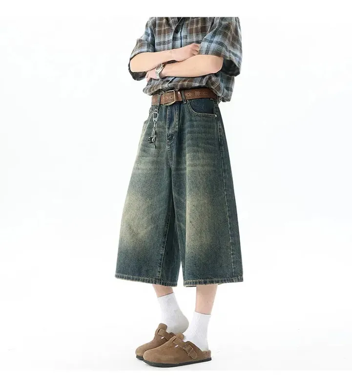 Více kapes Cargo Kalhoty Léto Krátké Džíny Kalhoty Hip Hop Streetwear Baggy Džínové šortky Běžné Široké nohavice Capris Kalhoty 5XL-M — image 8
