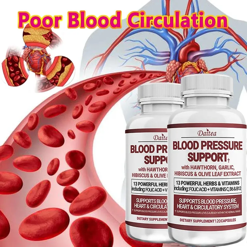 Blood Pressure Support Supplement - Heart Cholesterol Cardio - 13 Vitamins with Vitamins C B6 & B12 Hawthorn & Olive Leaf — image 2