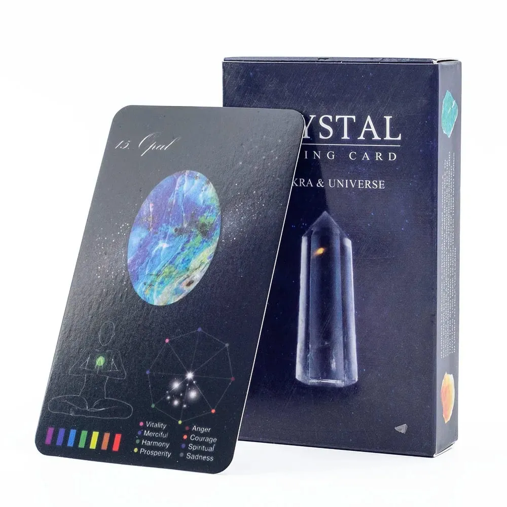 Crystals Healing Cards 60-Card Deck with Crystal Zodiac and Oracle Cards for Fate Divination Prophecy Family Party Board Games — image 1