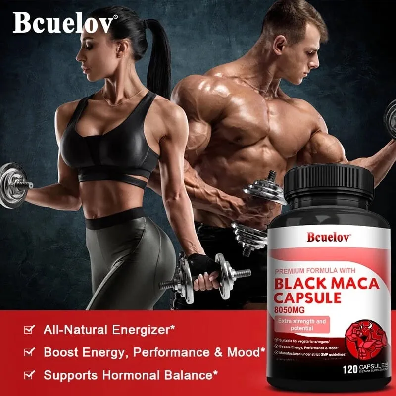 Powerful Black Maca Supplement for Men and Women Improve Energy Endurance Muscle Mass Health Maca Root Vegan Capsule — image 4