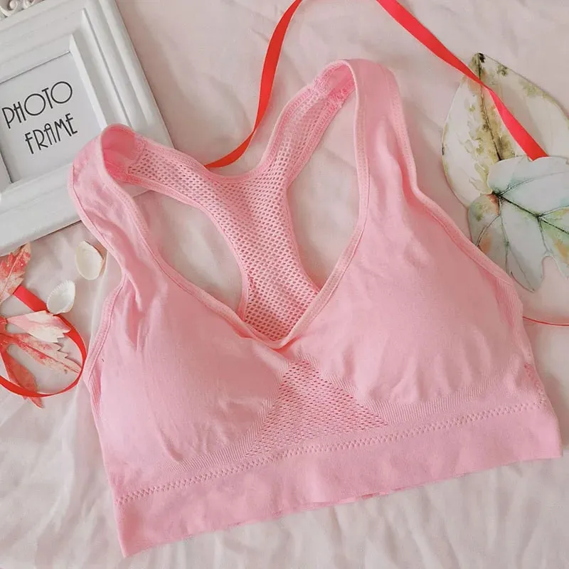 Women Breathable Sports Bra Absorb Sweat Shockproof Padded Gym Running Fitness Double Layer Seamless Yoga Sports Bra Underwear — image 11