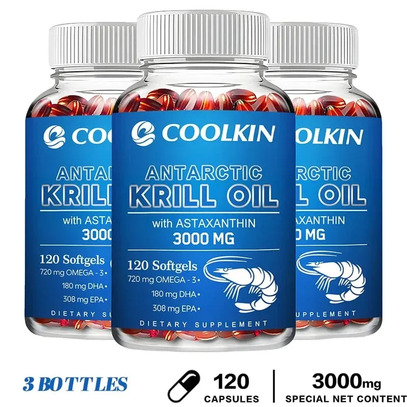 Antarctic Krill Oil 3000mg - Omega-3 EPA DHA Natural Astaxanthin Maximum Strength for Heart & Joint HealthCapsule