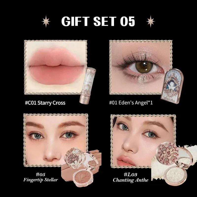 Flower Knows Little Angel Collection Makeup Gift Box Eyeshadow Blush Cream Matte Lipstick Full Kit All