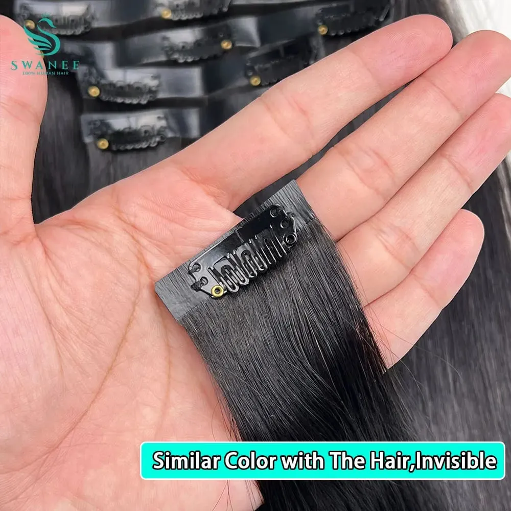 Raw Virgin Clip In Hair Extensions Human Hair Vietnamese Straight Clip In Natural Black Clip Ins Unprocessed Hair 100g 7Pcs/Set — image 3