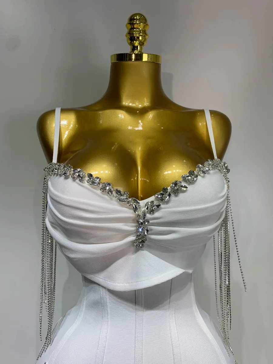 Kobiety seksowny Backless Spaghetti pasek Bodycon bandażowa sukienka bez rękawów 2025 elegancka suknia balowa klub wieczorowe sukienki urodzinowe — image 6