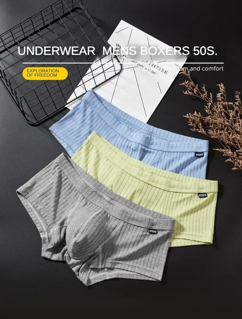 6Pack Mens Underwear Low Rise Boxer Briefs Single Layer U Convex Pouch Underpants Breathable Boxers Pack for Men — image 1