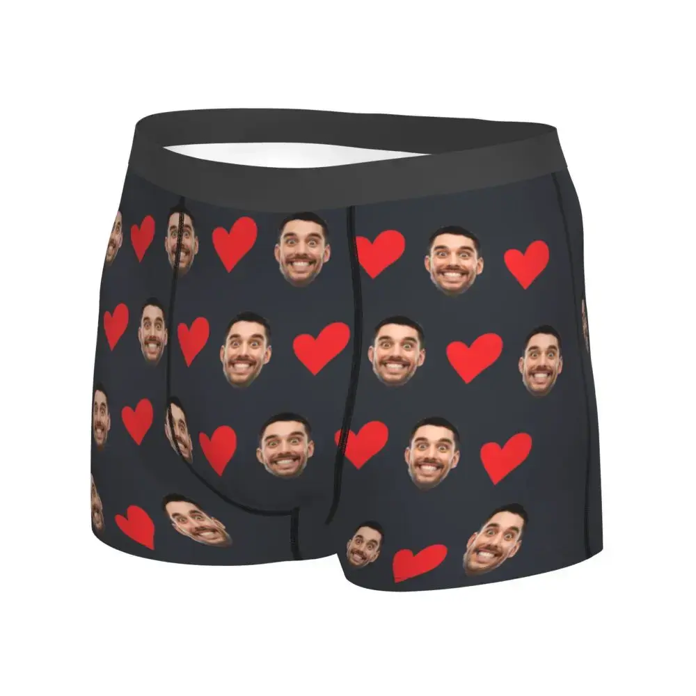 Personalized Face Photo Underwear Custom Heart Boxer Briefs Men Briefs Gift For Husband Anniversary Gift for Dad