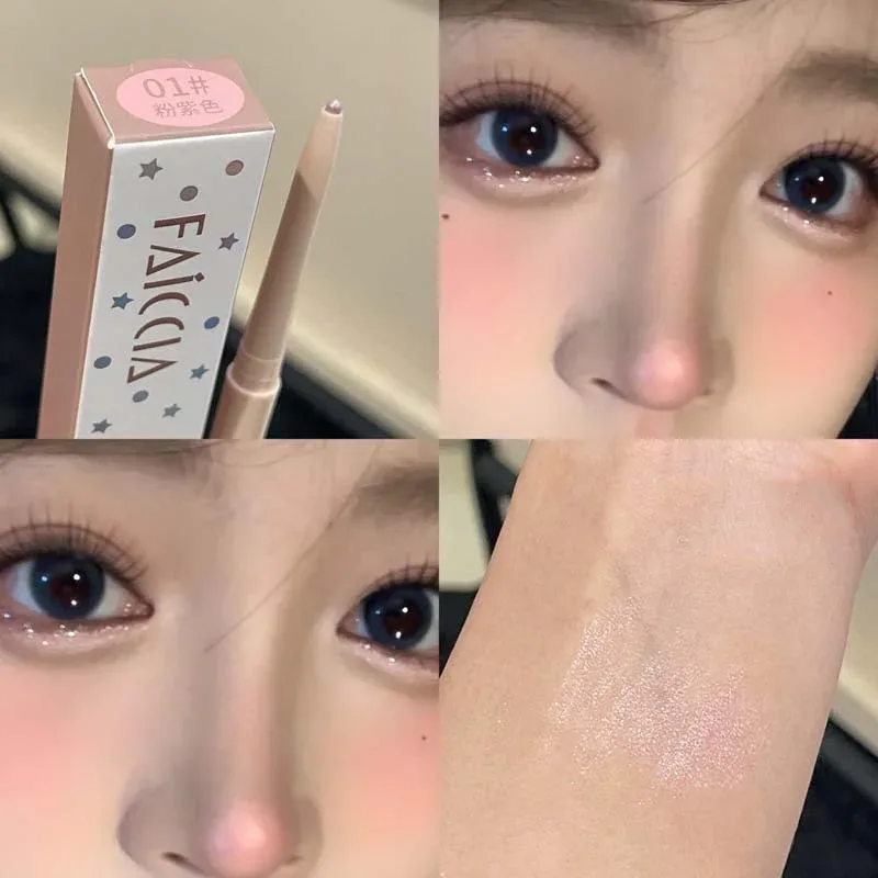 1PC Matte Pink Lying Silkworm Pen Natural Brightening Glitter Eye Shadow Pencil Smooth Quick Drying Eyes Beauty Makeup Cosmetics