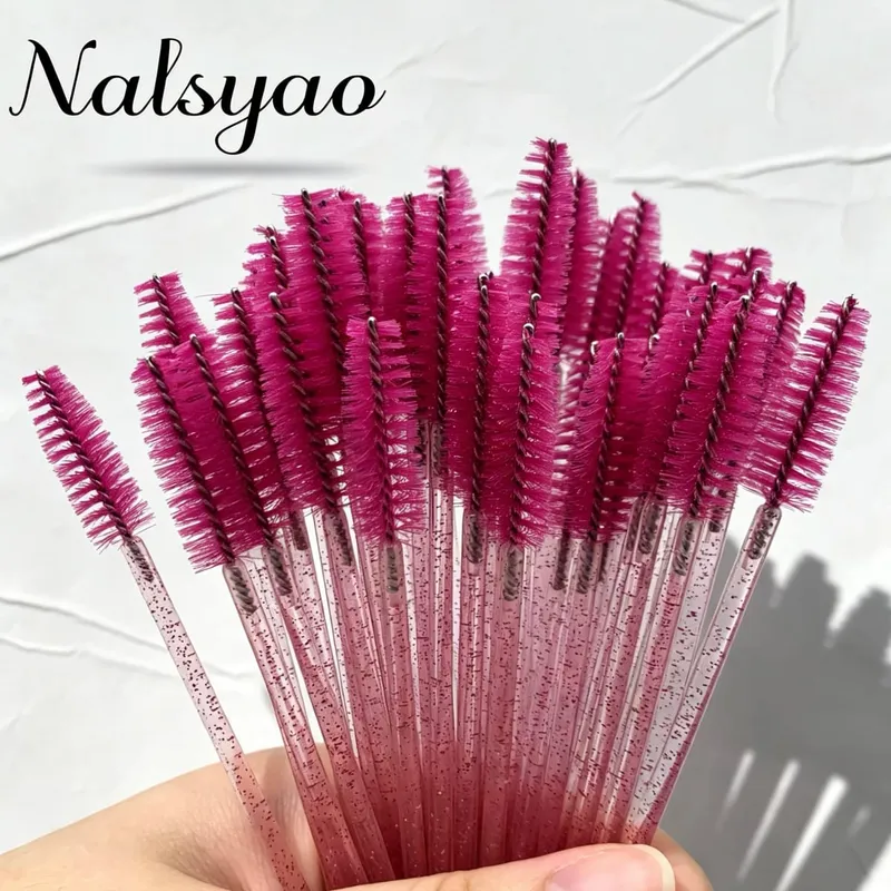 50pcs Disposable Eyelash Brushes Extension Crystal Eyebrow Brush Mascara Wand Eye Lashes Cosmetic Tool Set Makeup Beauty