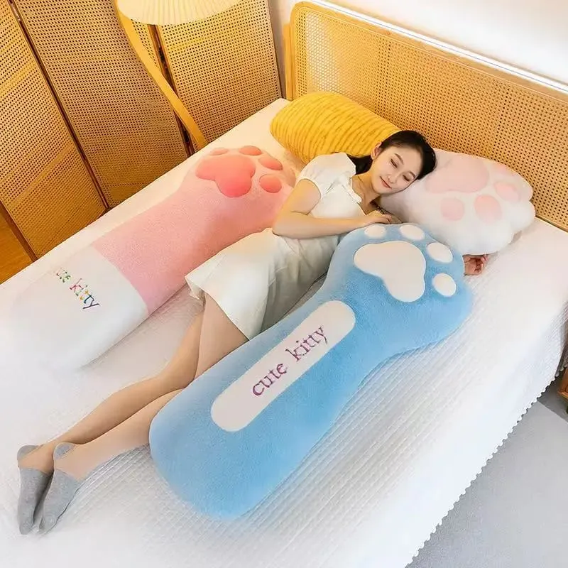Cute Creative Cat Paw Chair Cushion Plush Toys Soft Stuffed Fluffly Office Lumbar Support Long Pillow Home Deco for Girls Gifts — image 6