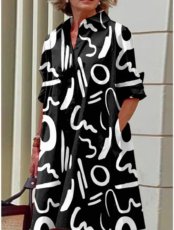 S-5Xl サマーシャツドレス ホワイト ブルー イブニング ヴィンテージ ドレス パーティー エクストラロング 女性の ルーズガウンのみ 青磁プリントガウン — image 9