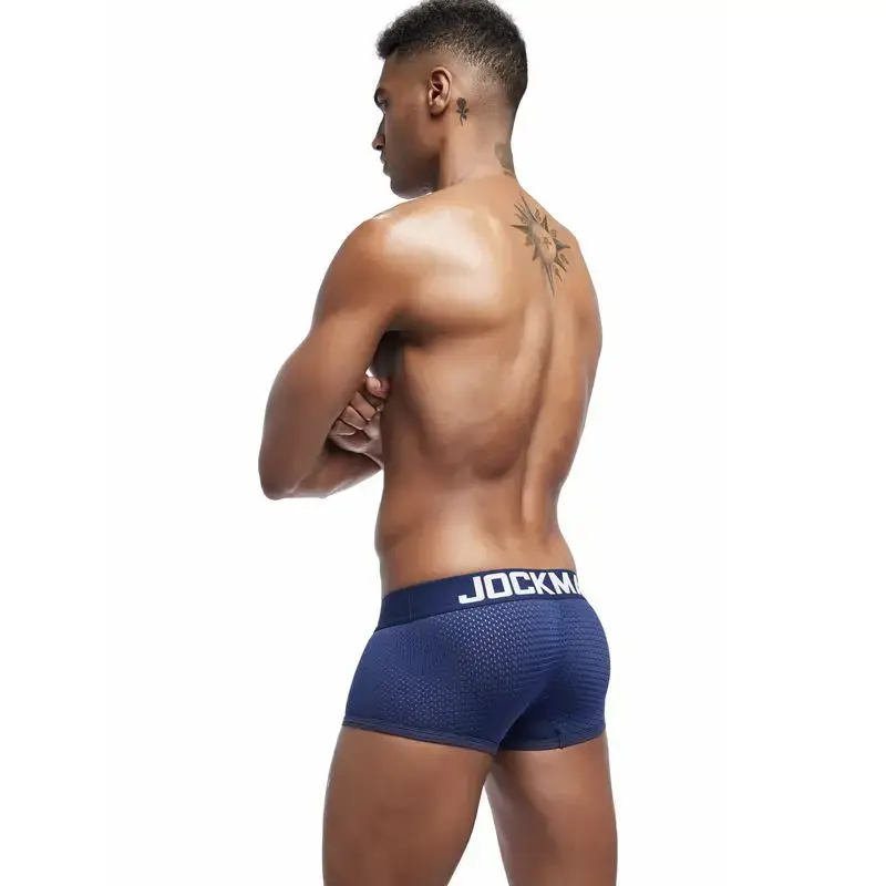 Jockmail Boxers Sexy Mens Panties Mesh Quick-drying Breathable Calzoncillos Solid Color Simple Boxers Hombre Semi-transparent — image 11