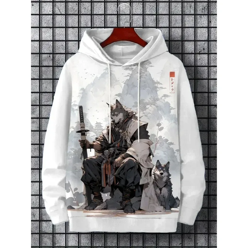 Sweat à capuche imprimé en 3D pour hommes, motif de loup Cool, manches longues, décontracté, pull Harajuku, ample — image 4