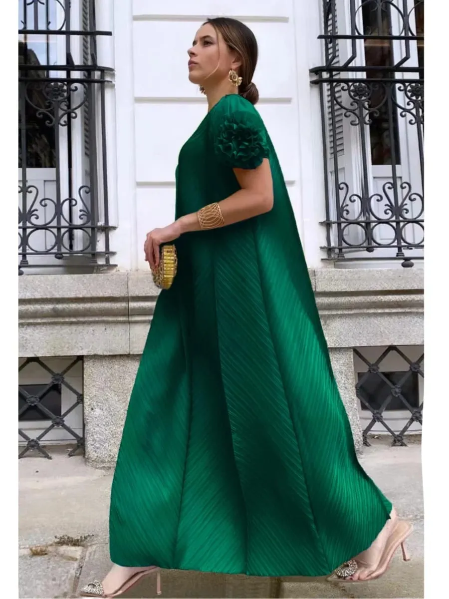 Miyake Pleated Heavy Industry Flower Disc Geometric Pleated Dress Versatile Age-reducing Mother Outfit 2024 for Women — image 4