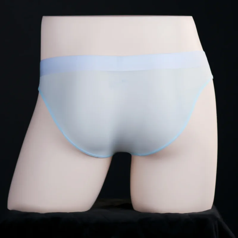 Ice Silk Briefs Men Oil Shiny Underwear Ultra Thin Traceless Underpants Transparent Smooth Bulge Pouch Panties Elastic Knicker — image 12