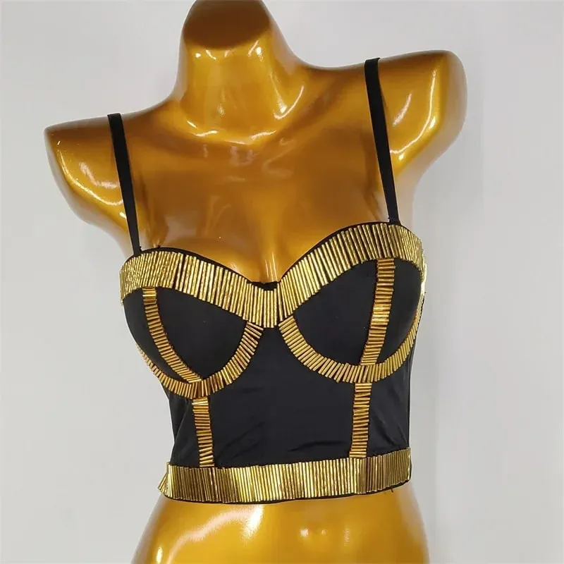 Visivane Rivet Beading y2k Tank Tops Women Bra Blusas Short Corset Woman Clothing Stage Party Shaper Ladies Crop Shirt Camis — image 8