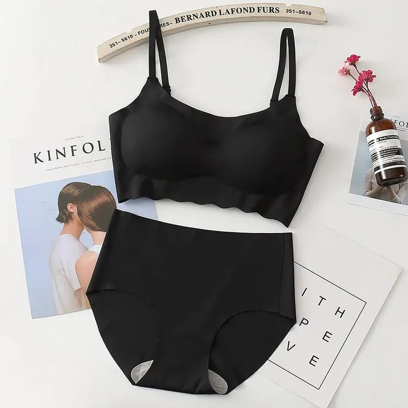 Seamless Bralette Set Strappy Camisole No Underwire Comfortable Sleep Yoga Sports Bra Panties Combo — image 9