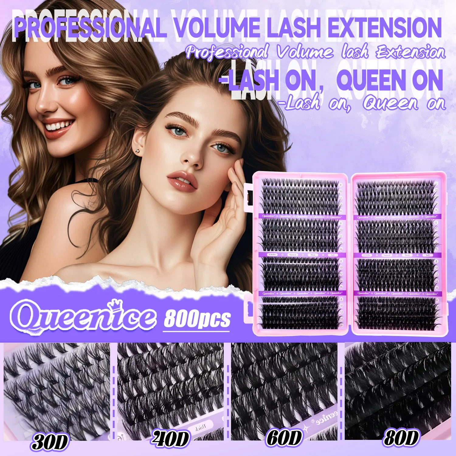 Řasy Cluster DIY Lash Extension Mixed Tray Clusters Řasy Fluffy Individual Lashes Prodlužování řas Cat Eye — image 3