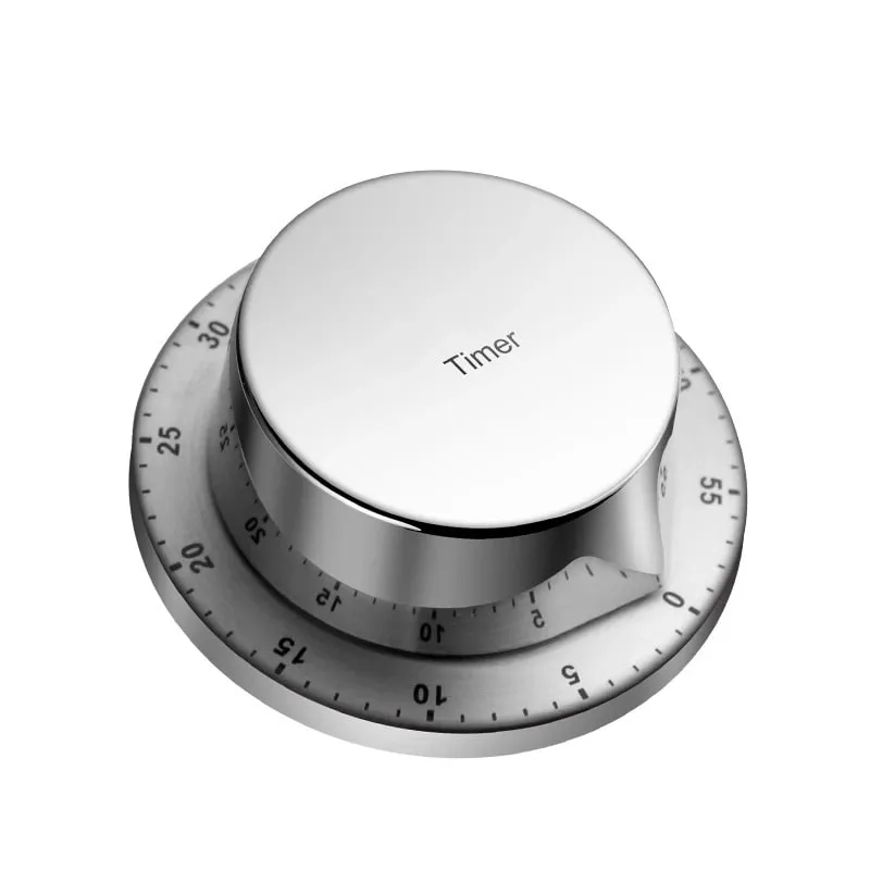 Luxury 304 Stainless Steel Kitchen Timer Magnetic Back Cooking Timing Tool Textured Stopwatch Chronograph for Fitness and Study