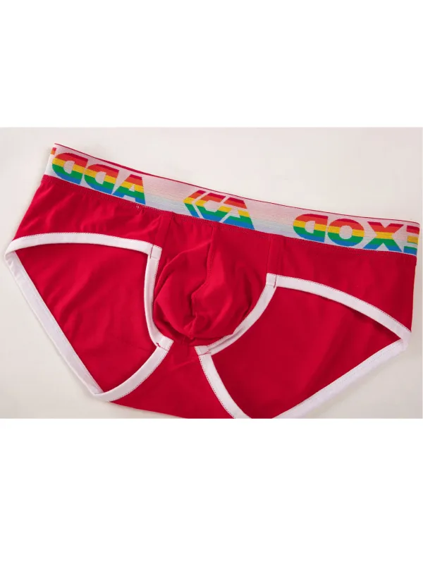 Sexy Men Underwear Rainbow Belt Multi Colored Youth Low Waist U Convex Pouch Brief Teenager Cotton Breathable Comfortable Bikini — image 24