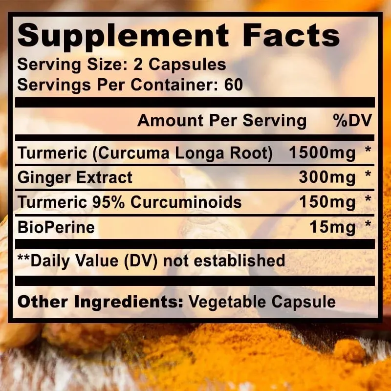 Turmeric Curcumin with Bioperine - Supports Arthritis Health Antioxidants Brain Cognition and Digestive Health — image 3