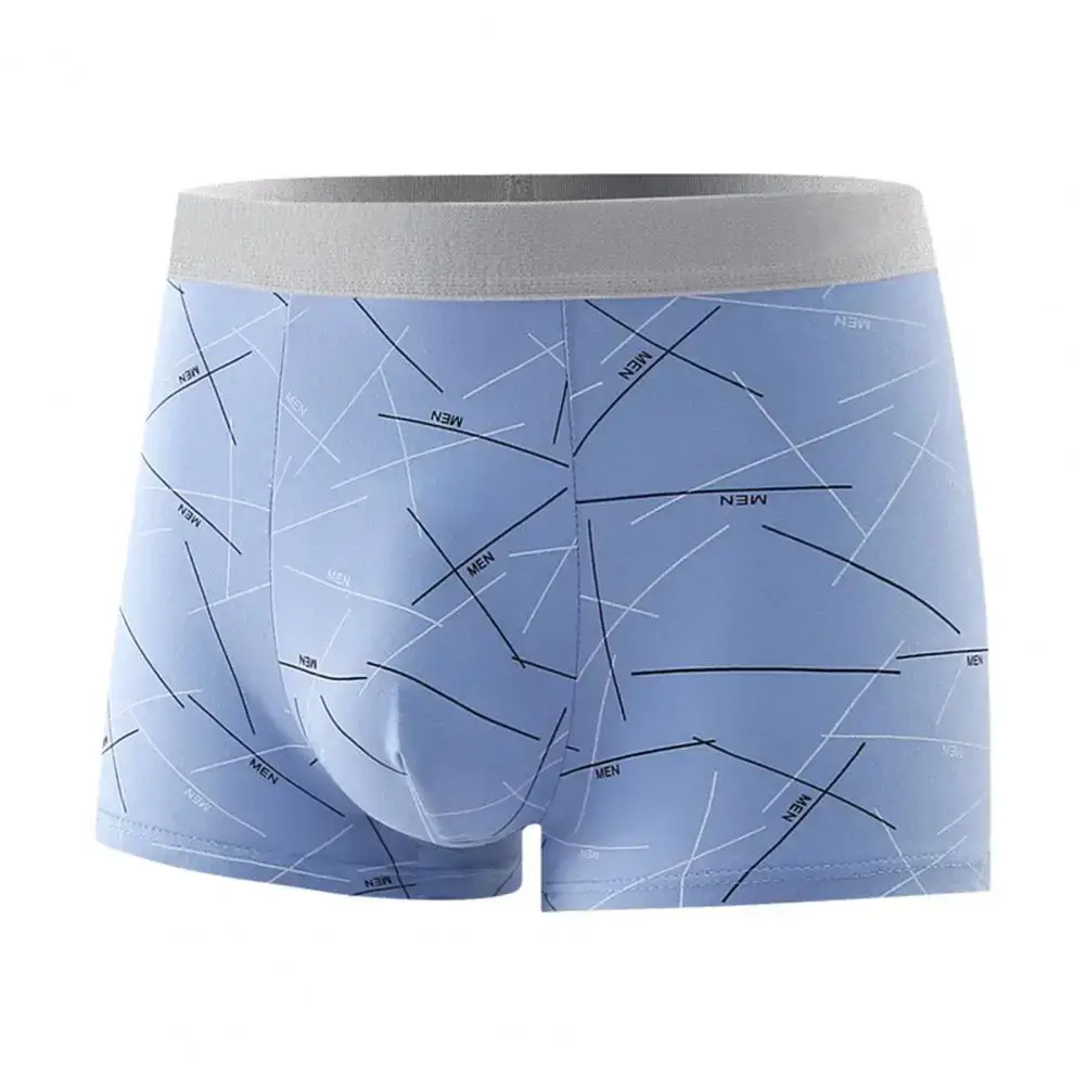Calzoncillos de hombre, ropa interior elástica, cintura media, estampado de letras a rayas, suave, transpirable, sin costuras, convexo en U, calzoncillos de secado rápido para hombre
