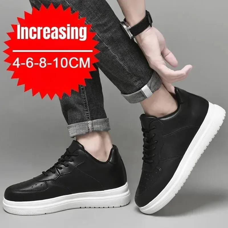 Sepatu Penambah Tinggi Baru untuk Pria 10Cm Sepatu Lift Tak Terlihat Sepatu Olahraga Kulit Putih Zapatillas De Hombre Ukuran Besar 46 — image 4