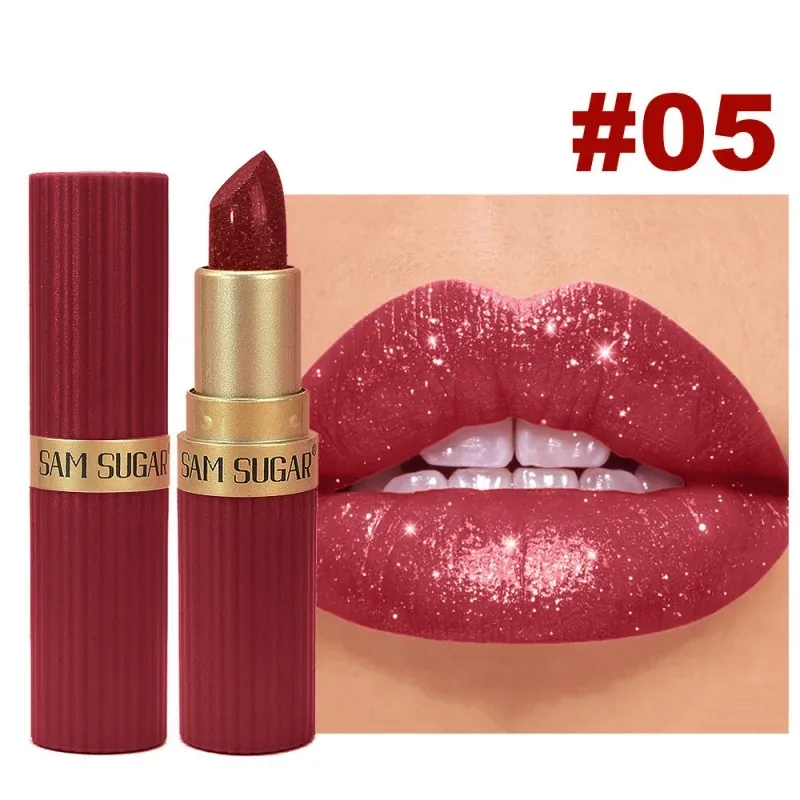 Metallic Velvet Lipstick Diamond Sparkle Pearlescent Fine Shimmer Waterproof Non Stick Cup Lip Makeup — image 9