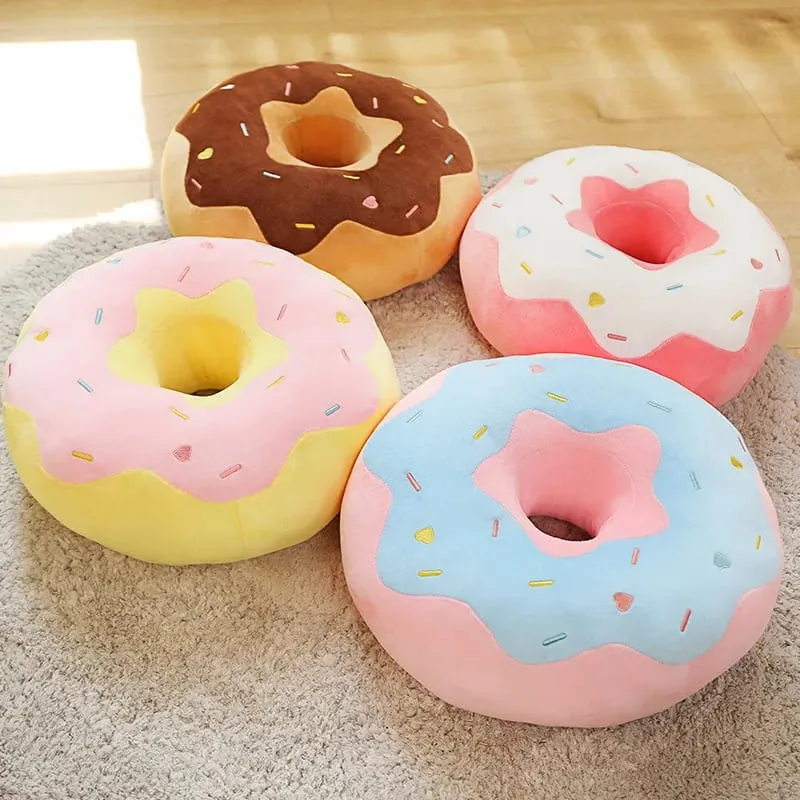 ZU 38cm Sweet Buns Donut Soft Toy Stuffed Cream Doughnut Plush Pillow Simulation Food Sofa Chair Cushion Kids Girl Gift — image 3