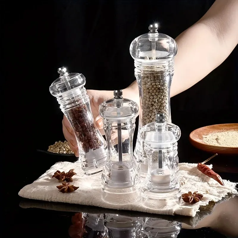 1PCS Spices Mill Shaker Acrylic Manual Pepper Grinder Salt Spices Mill Shaker Transparent Kitchen Grinding Tool — image 4