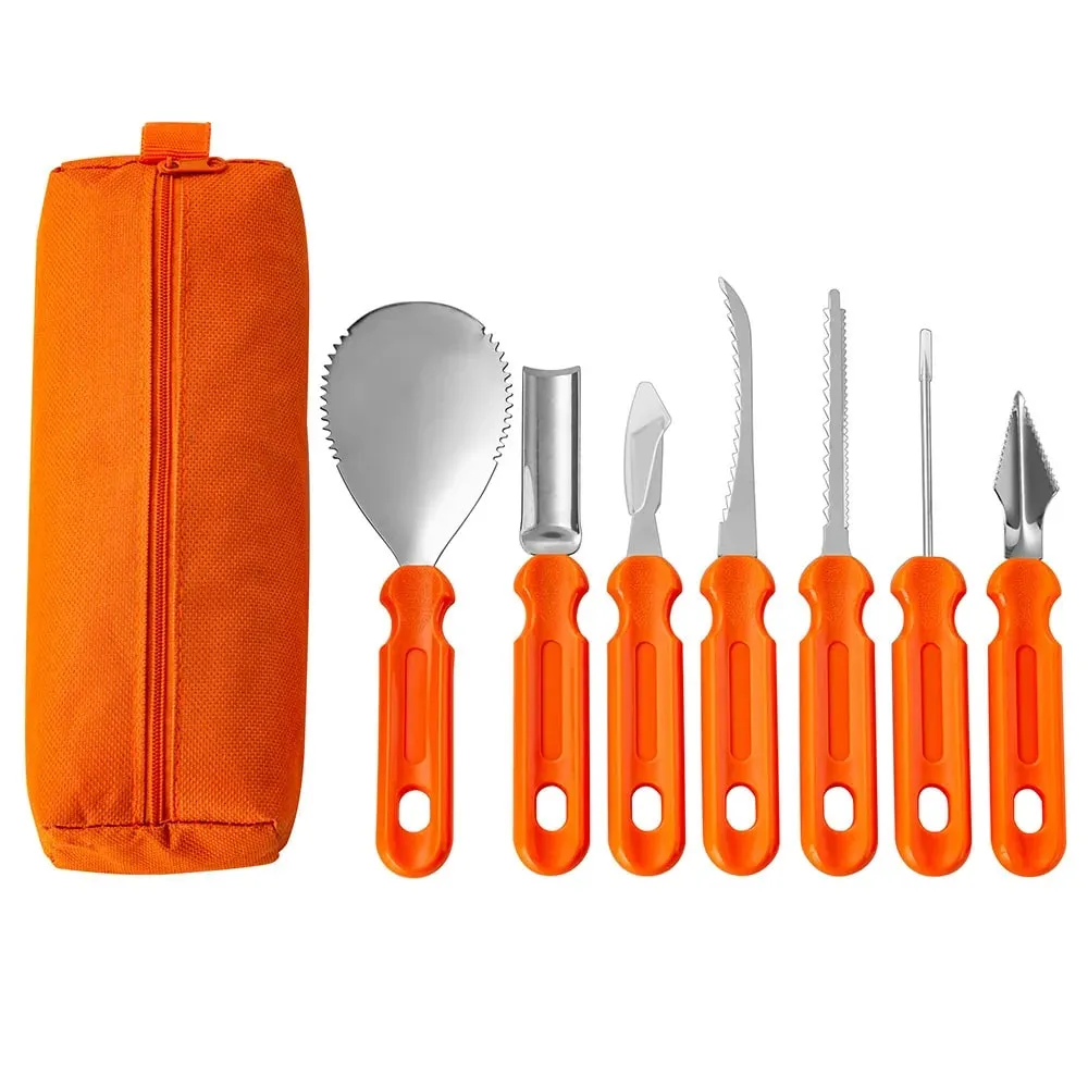 7pcs/Set Halloween Stainless Steel Pumpkin Carving Tools Kit Professional Pumpkin Carving knife Set With Storage Bag