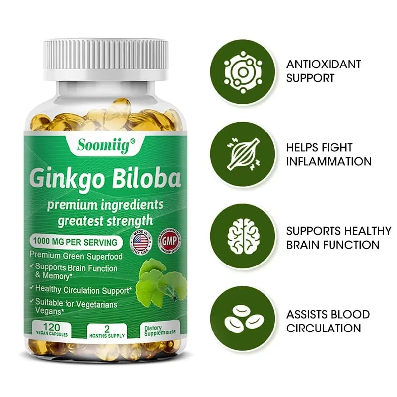 Ginko Biloba Capsules - Brain Supplement for Memory and Focus - Ginkgo Biloba Supplements for Good Vision — image 4