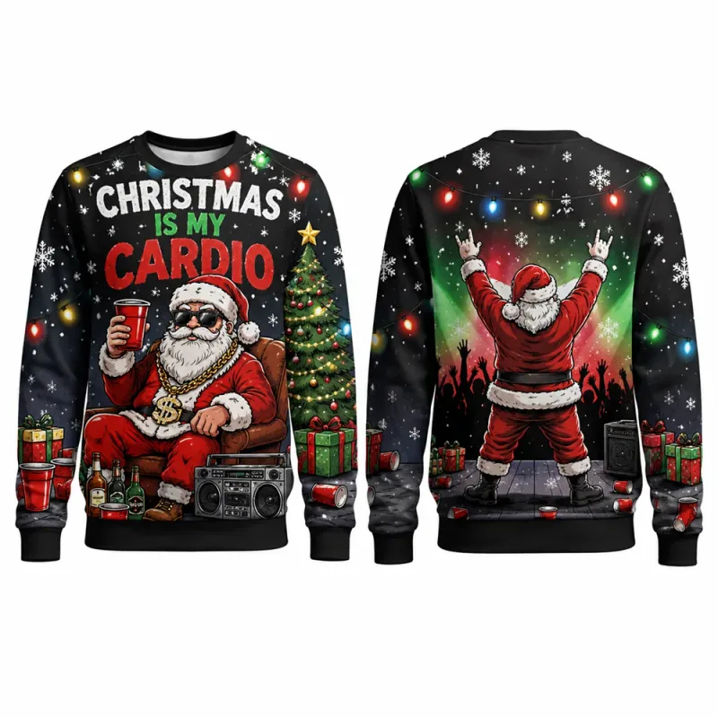 Funny Santa Ugly Christmas Sweatshirt Men Women 3D Print Crewneck Long Sleeve Xmas Party Pullover Holiday Gift Winter Streetwear