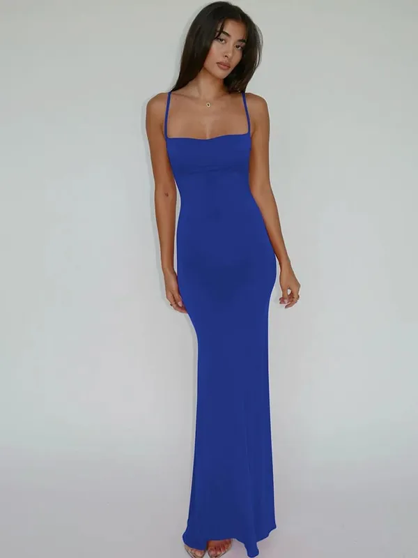 Hugcitar Summer Solid Sleeveless Backless Elegant Sexy Bodycon Y2K Maxi Prom Dress Women Clothes Birthday Party Casual Y2K — image 12