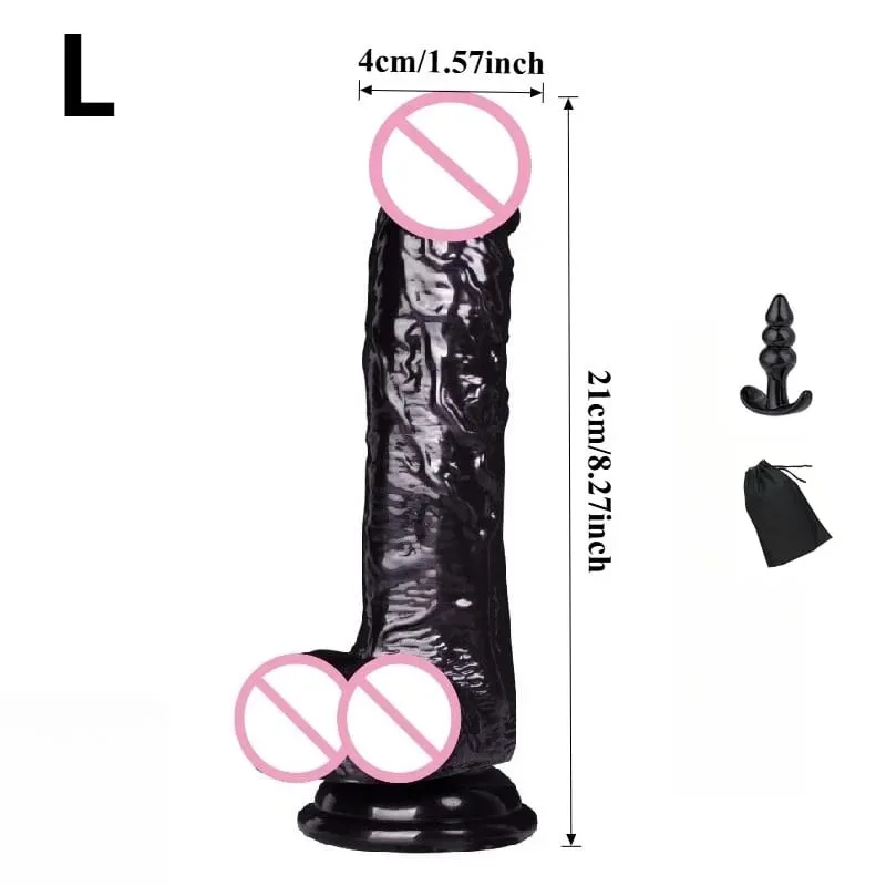 Tahan Air Realistis Hitam Dildo Masturbasi Anal Gay Lembut Klitoris Vagina Pijat Penis Cangkir Hisap Kontol Mainan Seks untuk Wanita