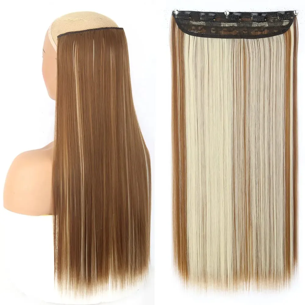 Synthetic 5 Clip In Hair Extensions Long Straight Hairstyle Hairpiece Black Brown Blonde 80CM Fake Hair — image 15