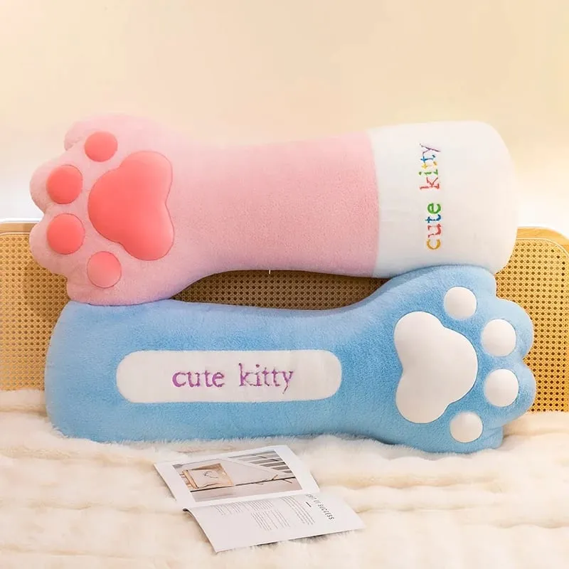 Cute Creative Cat Paw Chair Cushion Plush Toys Soft Stuffed Fluffly Office Lumbar Support Long Pillow Home Deco for Girls Gifts — image 4