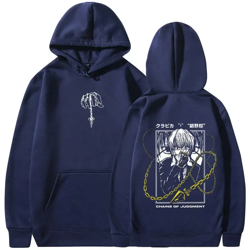 Anime Hunter X Hunter Hoodies Kurapika Manga Graphic Hooded Sweatshirts Men's Women Clothing Long Sleeves Oversized Pullovers — image 2