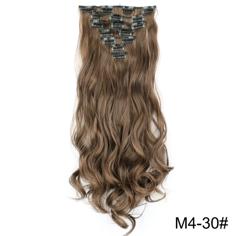 Long Straight 16 Clip In Synthetic Hair Extensions 7Pcs/Set Natural Blonde Heat Resistant Hairpieces For Women — image 18