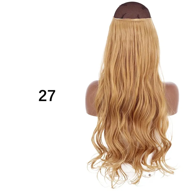 Synthetic No Clip Hair Extensions Natural 16 22 32" Long Wavy Invisible Wire One Piece False Hairpiece For Women