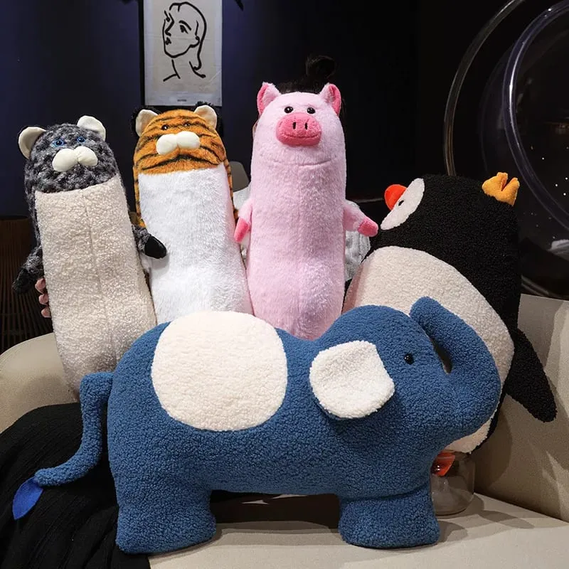 Série animal travesseiro de pelúcia leopardo elefante pinguim almofada de pelúcia kawaii acompanhar brinquedo de sono decoração para casa brinquedos presentes de aniversário — image 3