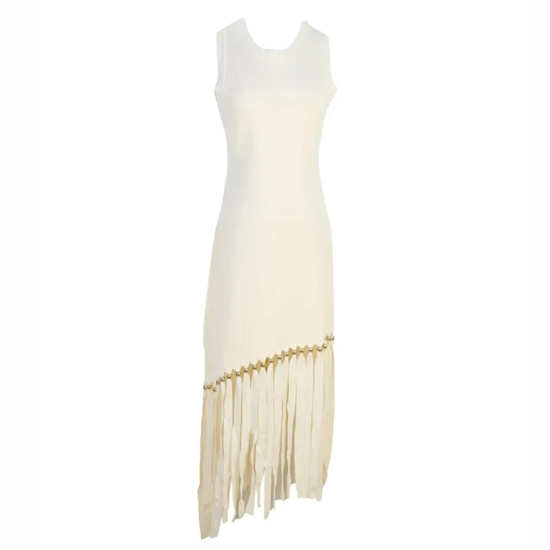 Ele Long Knitted Dr Slim Fit Svel Vintage Tassel Trim Wrap Around Skirt High Waist Silk Tead Lace Summer Dr — image 7