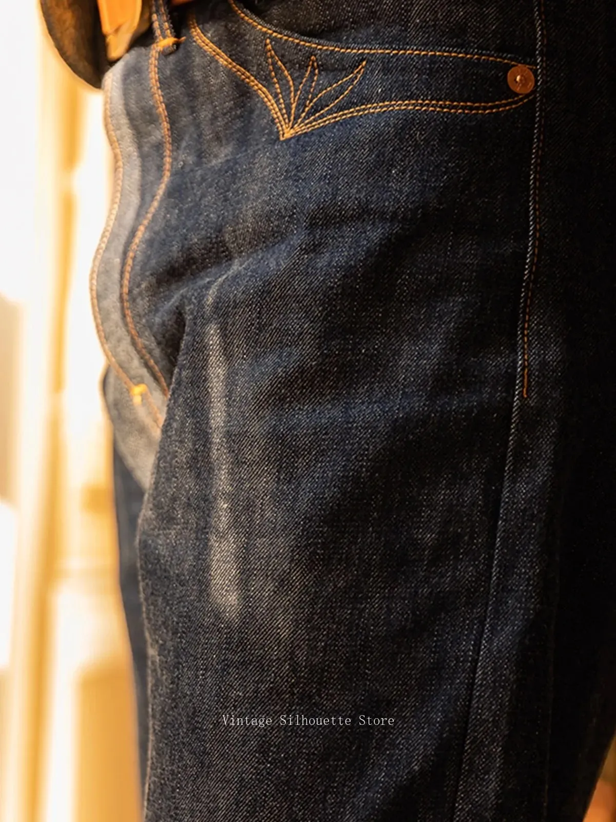 Red Tornado 350 Selvedge Jeans with Pocket Stitching Designs Buckle Back 14oz Raw Denim Pants