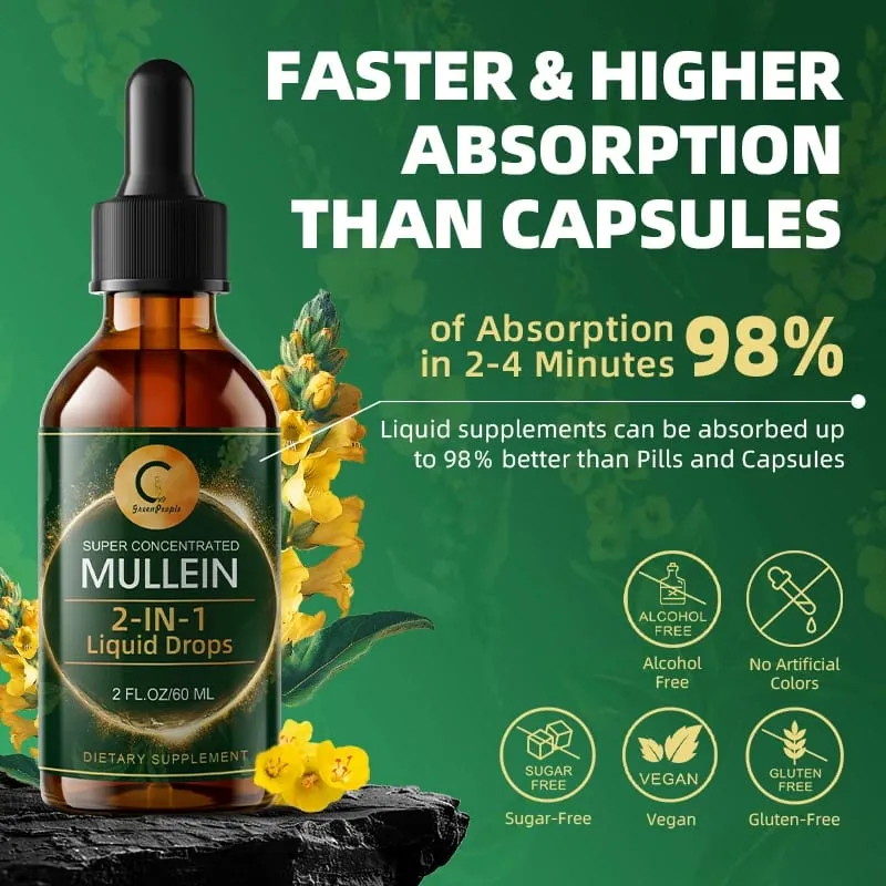 Mullein Drops para sa Lungs - Organic Liquid - Mullein Leaf Extract Supplement -- Lung & Bronchial Cleanse — image 5
