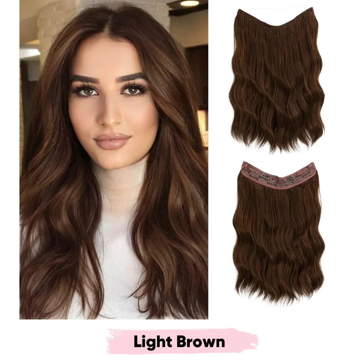 Synthetic Wave Invisible Wire Clip in Hair Extensions Fish Line With Clips Hairpiece Ombre Fake Hair Piece For Woman — image 13